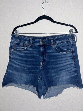 American Eagle Navy Midi Denim Shorts